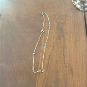 Elegant vintage  Gold colored Necklace with Blue Accents